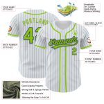 Customizable Baseball Jersey - White Light Blue Pinstripe Neon Green-Black - Personalize with Name & Number Personalized