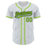 Customizable Baseball Jersey - White Light Blue Pinstripe Neon Green-Black - Personalize with Name & Number Personalized