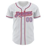 Custom Authentic Baseball Jersey - Personalized White Light Blue Pinstripe with Custom Name and Number Personalized White