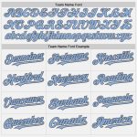 Custom Name and Number Baseball Jersey - Personalized White Light Blue Pinstripe Steel Gray Authentic Jersey Personalized