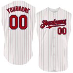 Custom Sleeveless Baseball Jersey with Personalized Name and Number - White Light Blue Pinstripe Steel Gray Personalized