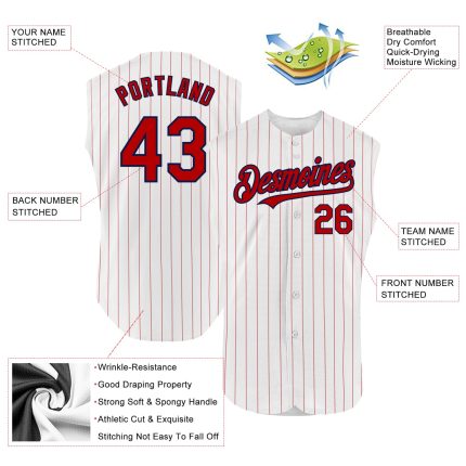 Custom Sleeveless Baseball Jersey with Personalized Name and Number - White Light Blue Pinstripe Steel Gray Personalized