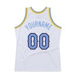 Custom Name Number Basketball Jersey - Personalized White Light Blue Purple Throwback Edition Personalized White Light Blue-Purple