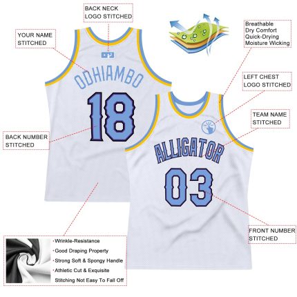 Custom Name Number Basketball Jersey - Personalized White Light Blue Purple Throwback Edition Personalized White Light Blue-Purple