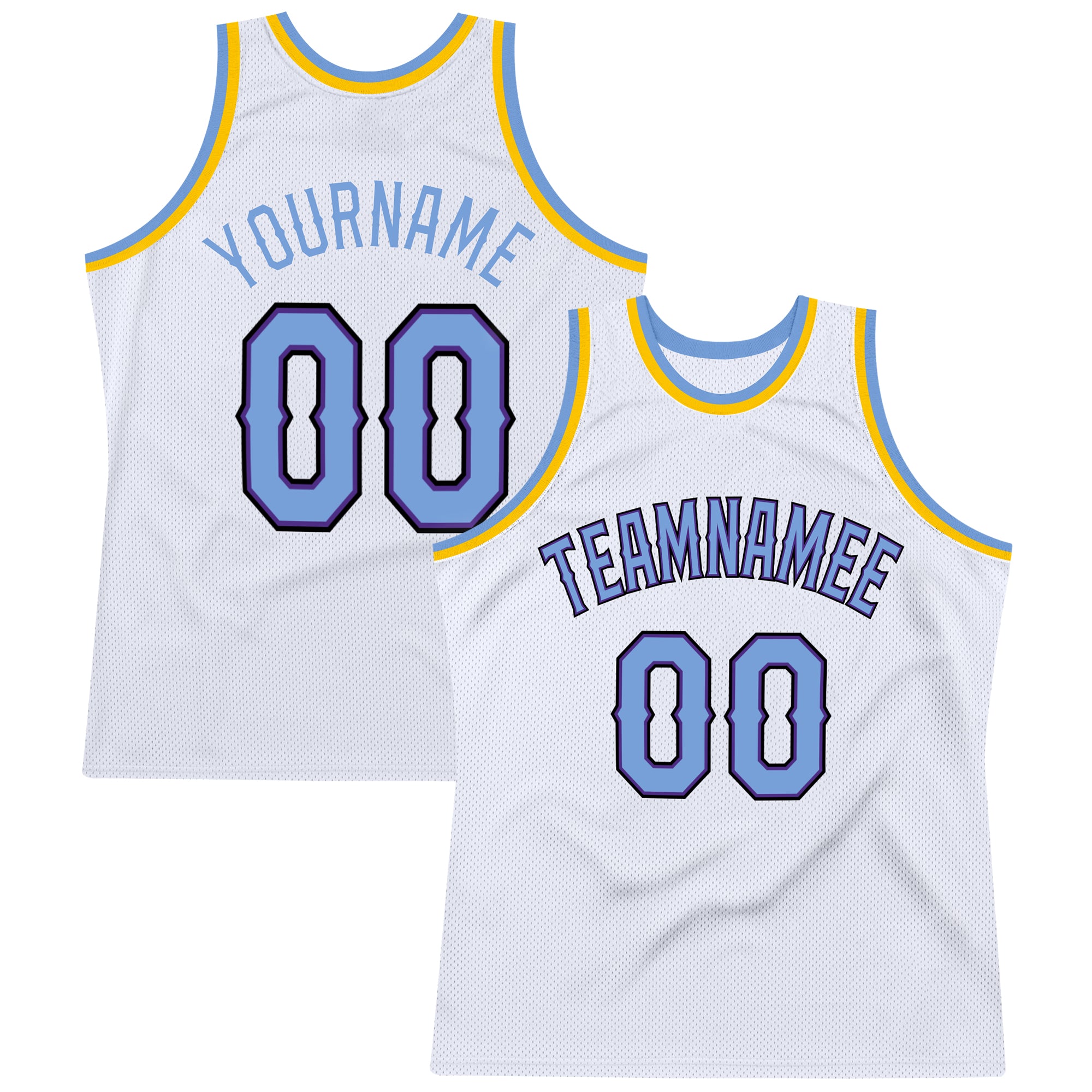 Custom Name Number Basketball Jersey - Personalized White Light Blue Purple Throwback Edition Personalized White Light Blue-Purple