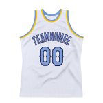 Custom Name Number Basketball Jersey - Personalized White Light Blue Purple Throwback Edition Personalized White Light Blue-Purple