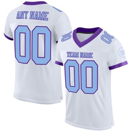 Personalized Light Blue Purple Mesh Football Jersey Authentic Design Personalized White Light Blue-Purple Mesh Authentic
