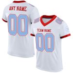 Customizable Mesh Football Jersey - Personalized White Light Blue-Red Team Name & Number Personalized White Light Blue-Red