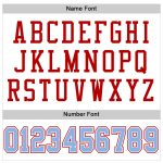 Customizable Mesh Football Jersey - Personalized White Light Blue-Red Team Name & Number Personalized White Light Blue-Red