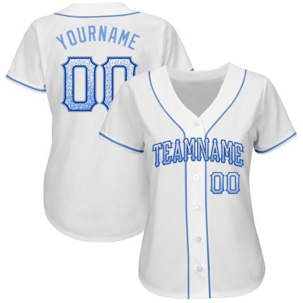 Custom Drift Baseball Jersey - Personalized Light Blue-Royal Team Jersey with Name & Number Personalized White Light Blue-Royal