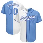 Custom Split Baseball Jersey with Name and Number - Personalized Royal Light Blue Authentic Team Jersey Personalized White