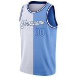 Custom Name Number Basketball Jersey - Personalized Split White Light Blue-Royal Fashion Team Jersey Personalized White Light
