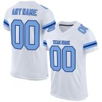 Custom Name and Number Personalized Mesh Football Jersey in White Light Blue-Royal - Authentic Team Apparel Personalized