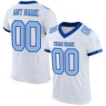 Personalized Light Blue-Royal Authentic Football Jersey - White Mesh Design Personalized White Light Blue-Royal Mesh Authentic