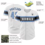 Custom Name and Number Authentic Baseball Jersey in White Light Blue and Steel Gray Personalized White Light Blue-Steel Gray