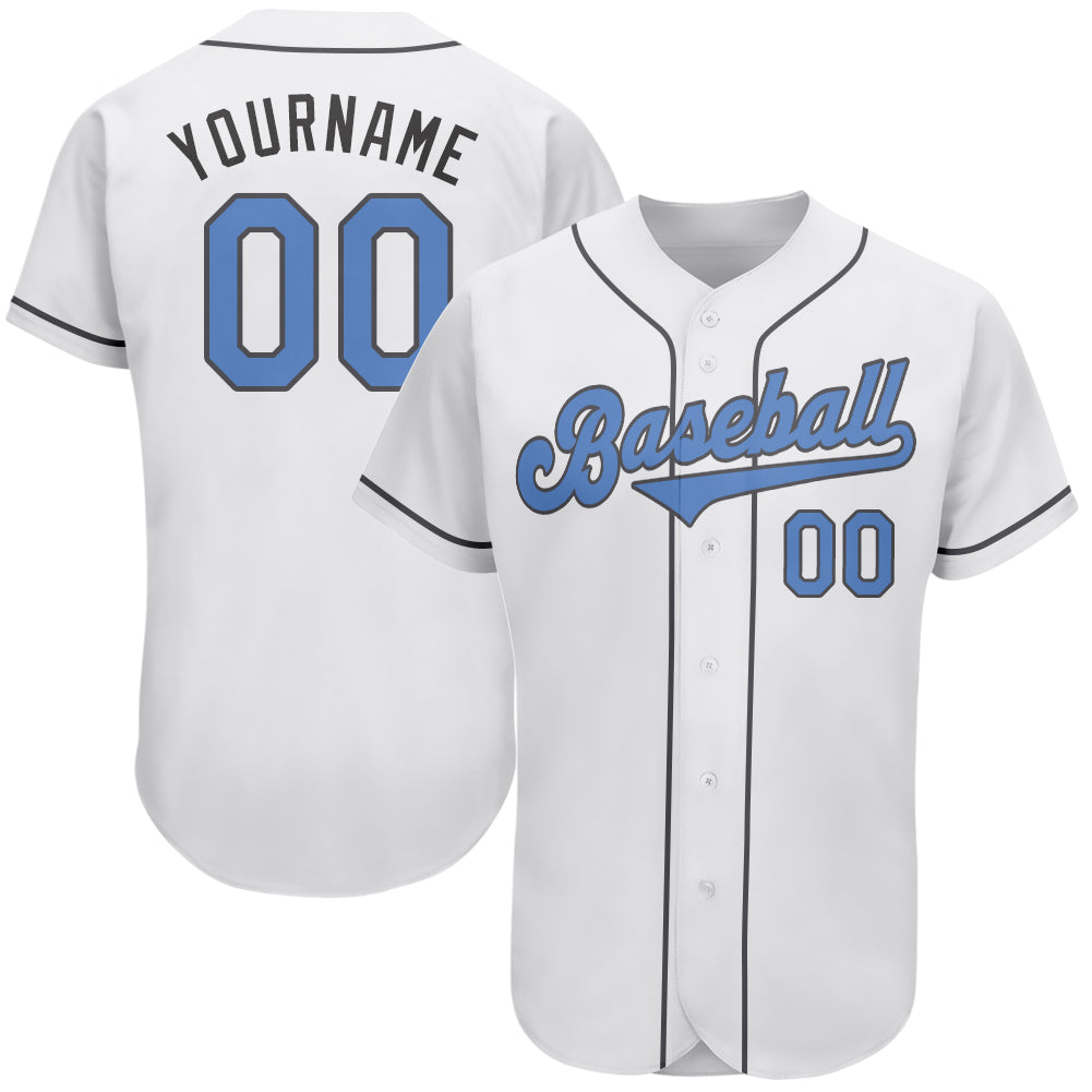 Custom Fathers Day Baseball Jersey - Personalized White Light Blue Steel Gray with Name & Number Personalized White Light