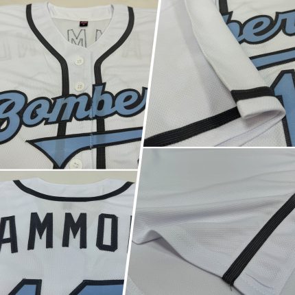 Custom Fathers Day Baseball Jersey - Personalized White Light Blue Steel Gray with Name & Number Personalized White Light