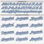 Personalized Authentic Sleeveless Baseball Jersey in White Light Blue and Steel Gray Personalized White Light Blue-Steel