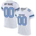 Custom Authentic Football Jersey - Personalized Team Name and Number, White Light Blue-Steel Gray Mesh Personalized White