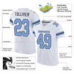 Custom Authentic Football Jersey - Personalized Team Name and Number, White Light Blue-Steel Gray Mesh Personalized White