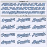 Custom Name Number Throwback Baseball Jersey Mesh in White Light Blue Steel Gray - Personalized Team Apparel Personalized