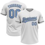 Custom Name and Number Softball Jersey - Personalized White Light Blue Steel Gray Unisex Two-Button Design Personalized White