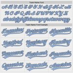 Custom Name and Number Softball Jersey - Personalized White Light Blue Steel Gray Unisex Two-Button Design Personalized White