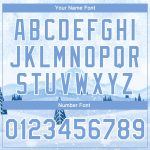 Custom Name and Number Personalized Varsity Letterman Jacket - White Light Blue Watercolor Winter Snow Landscape 3D Pattern Design