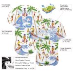 Custom Name Number Hawaii Palm Trees Baseball Jersey 3D Pattern Design Light Blue White Personalized White Light Blue-White
