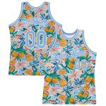 Custom Name and Number Authentic Basketball Jersey - Personalized 3D Pattern Design in White and Light Blue Oranges Personalized