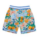 Custom Name & Number Basketball Shorts - 3D Pattern Design in White Light Blue - Personalized Team Oranges Shorts Personalized