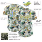 Custom Name Number Animal Toucan Tropical Hawaii Palm Leaves 3D Pattern Authentic Baseball Jersey - Personalized White Blue Yellow Design