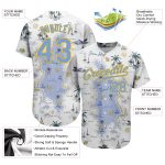 Custom Name Number Baseball Jersey Hawaii Beach Palm Trees 3D Pattern Light Blue Yellow - Personalized Team Apparel Personalized