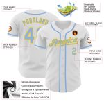 Custom Name and Number Authentic Baseball Jersey - Personalized White Light Blue-Yellow Team Gear Personalized White Light