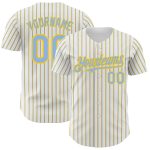 Customizable Light Blue Yellow Pinstripe Baseball Jersey - Personalized with Team Name and Number Personalized White (Light