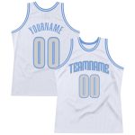 Custom Name and Number Throwback Basketball Jersey - Personalized Light Gray and Light Blue Team Jersey Personalized White