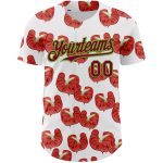 Personalized Tropical Anthurium Baseball Jersey with Custom Name and Number - White Maroon-Aurora Green 3D Pattern Design