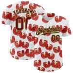 Personalized Tropical Anthurium Baseball Jersey with Custom Name and Number - White Maroon-Aurora Green 3D Pattern Design