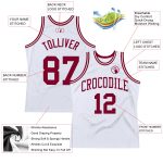 Custom Name and Number Personalized Maroon White Basketball Jersey - Authentic Throwback Personalized White Maroon Authentic