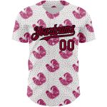 Custom Tropical Anthurium Flower Baseball Jersey with Name and Number, Personalized 3D Maroon-Black Design, Authentic Team Wear