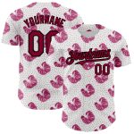 Custom Tropical Anthurium Flower Baseball Jersey with Name and Number, Personalized 3D Maroon-Black Design, Authentic Team Wear