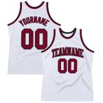 Personalized Authentic Throwback Basketball Jersey - White Maroon Black Personalized White Maroon-Black Authentic Throwback