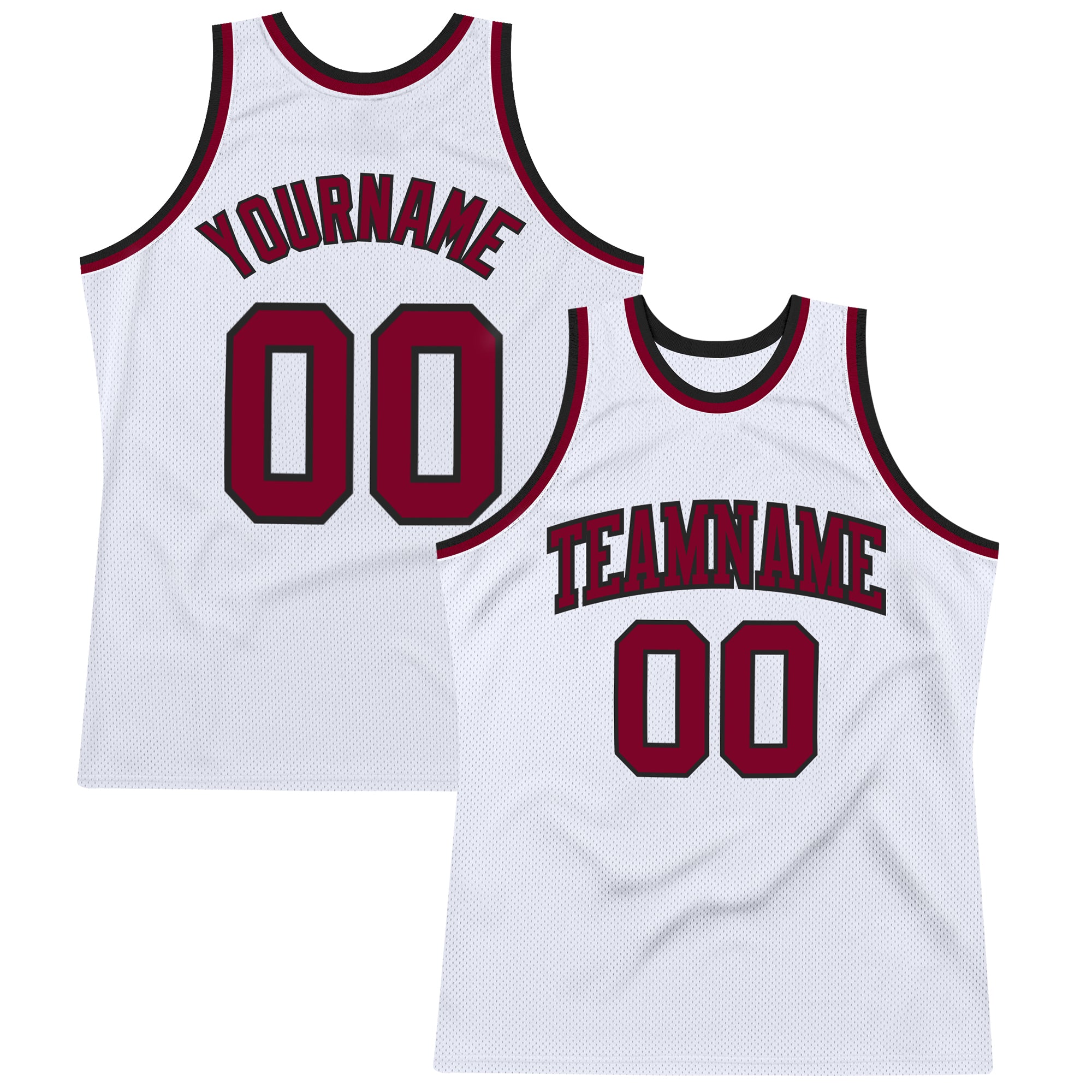 Personalized Authentic Throwback Basketball Jersey - White Maroon Black Personalized White Maroon-Black Authentic Throwback