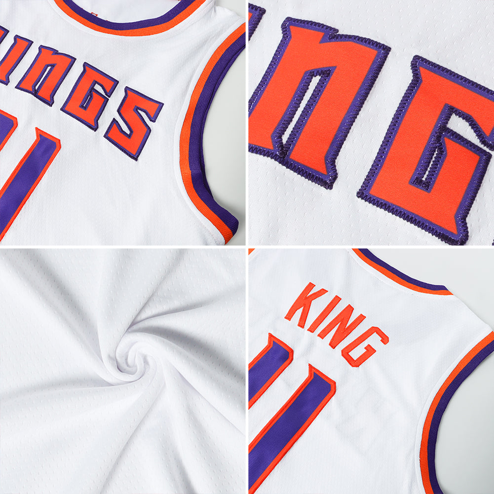 Personalized White Maroon-Black Authentic Throwback Basketball Jersey Team Custom Name and Number Custom Name and Number Personalized Basketball Jersey - Authentic White Maroon-Black Throwback Design Personalized White - Image 5