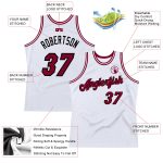 Custom Name and Number Personalized Basketball Jersey - Authentic White Maroon-Black Throwback Design Personalized White