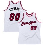 Custom Name and Number Personalized Basketball Jersey - Authentic White Maroon-Black Throwback Design Personalized White