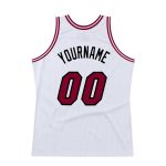 Custom Name and Number Personalized Basketball Jersey - Authentic White Maroon-Black Throwback Design Personalized White