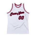 Custom Name and Number Personalized Basketball Jersey - Authentic White Maroon-Black Throwback Design Personalized White