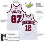Personalized Authentic Throwback Basketball Jersey - White Maroon Black Personalized White Maroon-Black Authentic Throwback