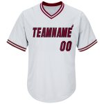 Custom Baseball Jersey Shirt with Personalized Name and Number, Authentic Maroon-Black Throwback Rib-Knit Design Personalized